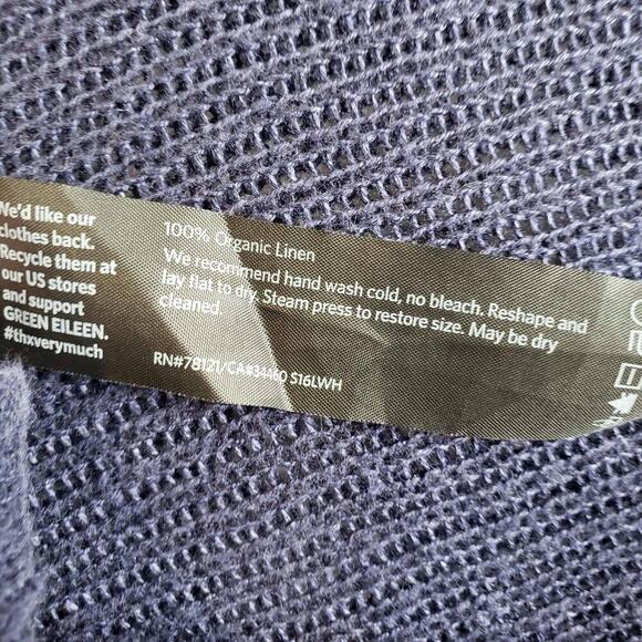 Eileen Fisher Sweater Womens Size Medium M Navy Blue Oversized Linen Open Knit - Picture 6 of 7
